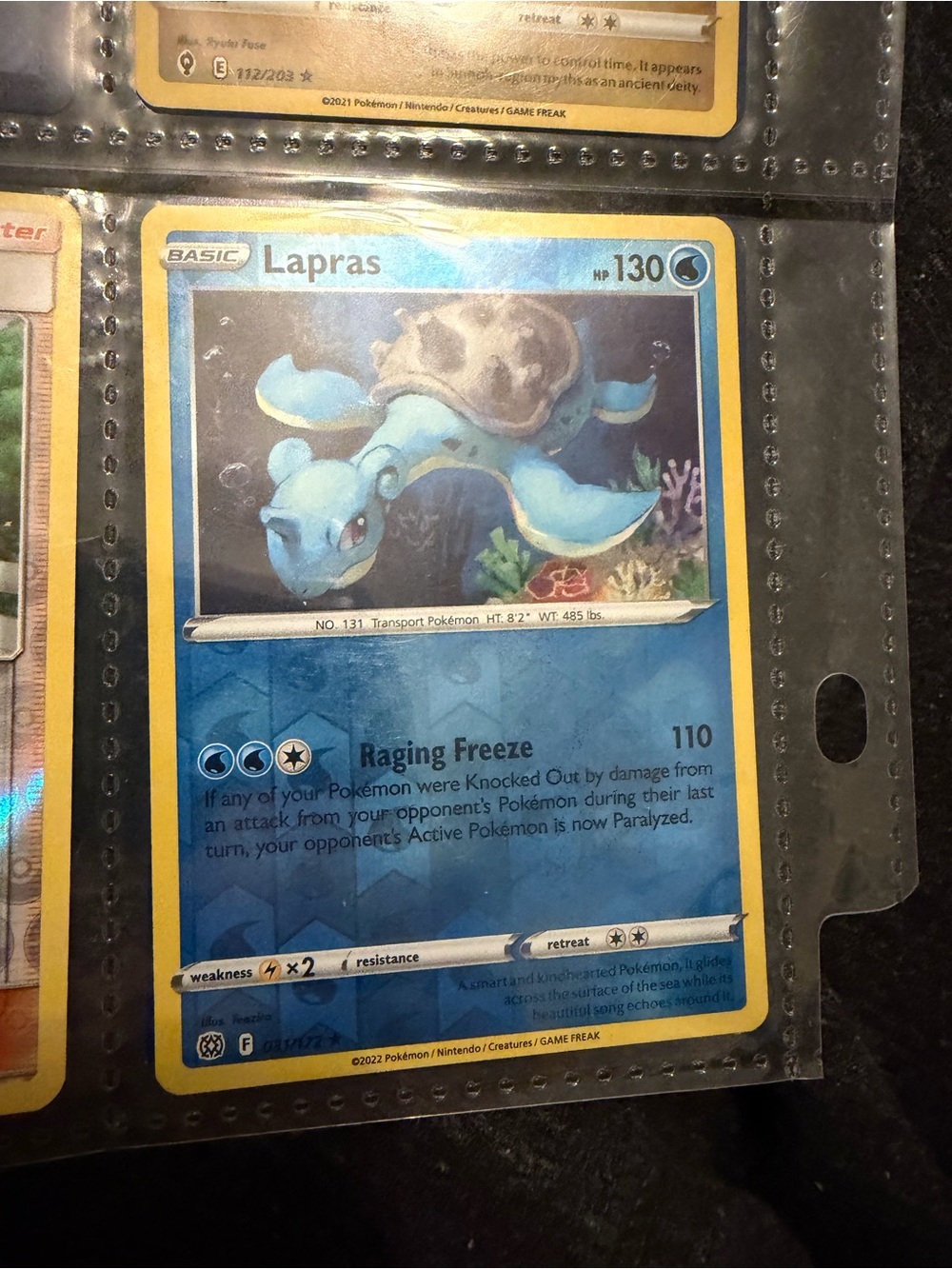 LAPRAS 031/172 - Brilliant Stars - RARE Rev Holo Pokemon Trading Card